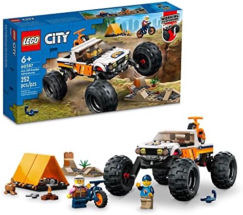 LEGO City 4x4 Off-Roader Adventures 60387 Building Toy - Camping Set Including Monster Truck Style Car with Working Suspension and Mountain Bikes, 2 Minifigures, Vehicle Toy for Kids Ages 6+