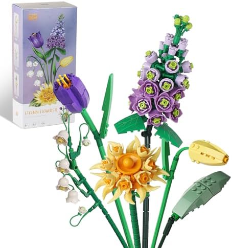 Mini Bricks Flower Bouquet Building Sets, Artificial Flowers, DIY Unique Decoration Home, 534 Pieces Botanical Collection for Ages 6-18 yrs Old Girl（Not Compatible with Lego Set ）