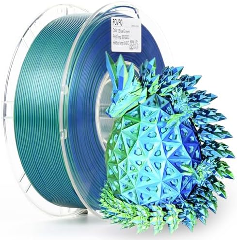 PLA Filament 1.75mm, Silk PLA Dual Color PLA Filament, Blue Green Coextrusion Filament, Color Change Every Inch Filament /-0.02mm, 1kg/2.2lb