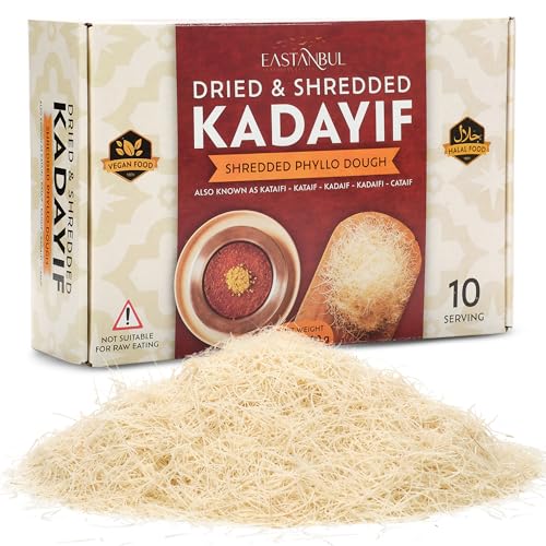 Eastanbul Dried & Chopped Kataifi Shredded Fillo Dough, Kurutulmus Kadayif Pastry Dough, Ingredient for The Viral Dubai Pistachio Chocolate Bar, Shredded Phyllo, Kunafa, Knafeh, Katifi, 500g (1.1lb)
