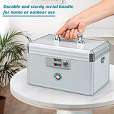 KYODOLED Locking Key Medicine Box,First Aid Key Safe Box with Lock,Key Medication Storage Lock Box for Drugs Use, 10.2'' x 6.2'' x 7.7'' White