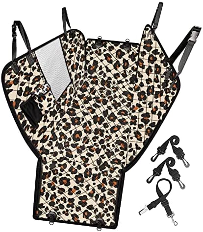 Femuar Dog Car Seat Cover, Waterproof Nonslip Pet Seat Cover for Back Seat with Storage Pockets Mesh Visual Window, Heavy Duty Scratchproof Pet Dog Seat Cover Hammock for Cars Trucks and SUVs