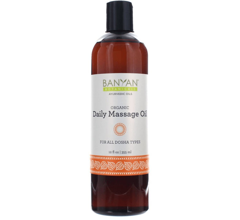 Banyan Botanicals Daily Massage Oil – Organic Ayurvedic Massage Oil – for All Skin Types & Doshas – Moisturizes, Nourishes The Tissues & Calms The Mind – 12oz. – Non GMO Sustainably Sourced Vegan