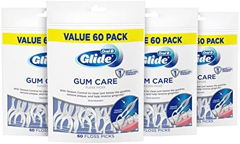 Oral B Glide Dental Floss Picks, Gum Care, 60 Count, Pack of 4
