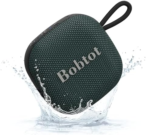 Bobtot Portable Wireless Bluetooth Speaker - IPX7 Waterproof Speakers with 16H Playing Time, 10W Peak Loud Stereo Sound, Built-in Mic, TWS, Small Size with Carry Lanyard, DarkBlue