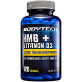 BODYTECH HMB + Vitamin D3 - Supports Muscle Growth and Strength (120 Vegetable Capsules)