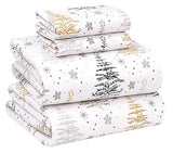 RUVANTI Flannel Sheets King Size - 100% Cotton Brushed King Size Sheets Set - Deep Pockets 16 Inches Bed Sheets - All Seasons Breathable & Extra Soft - Warm & Cozy, 4 Piece, Christmas Tree