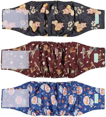 wegreeco Washable Male Dog Belly Band (Stylish Pattern)- Pack of 3 - Washable Male Dog Belly Wrap, Dog Diapers Male (Funny Dogs, Small)