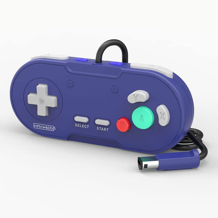 Retro-Bit Legacy GC Wired Controller - for Official/Original GameCube & Wii - Indigo