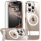 SPIDERCASE Magnetic for iPhone 16 Pro Max Case, with 2Pcs [Tempered Glass Screen Protector] [ Military Grade Drop Protection] Invisible Kickstand Slim Case for iPhone 16 Pro Max 6.9", Clear