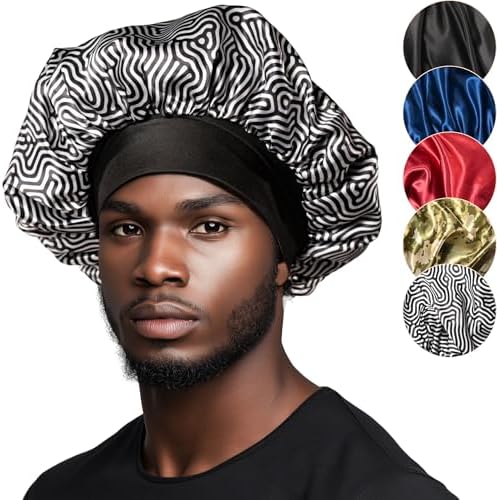 Niagara Satin Bonnet Men - Bonnet for Sleeping Men - Reversible Night Cap - Mens Bonnet for Curly Hair