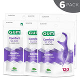 GUM Comfort Slide Floss Picks - Perfect for Tight Teeth - Extra Strong Shred-Resistant Dental Floss, Easy Grip Handle - Dental Flossers for Adults - Fresh Mint Flavor, 120ct (6pk)