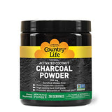 Country Life Activated Coconut Charcoal Powder, 500mg, 5 Ounces, 200 Servings, Certified Gluten Free, Certified Vegan, Non-GMO Verified