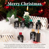 Beetles Christmas Gel Nail Polish, Red Sparkle Green Glitter Gold Silver Winter Gel Polish Dark Green Dark Red Gel Polish Kits Soak Off Nail Lamp Uv LED Cured for Nail Art Design for Women