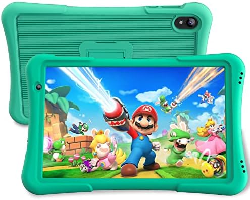 10 Inch Kids Tablet, Android 12 Tablet PC, Parental Control, Educational, 10.1' IPS HD Display, Dual Camera, 6000mAh, Toddler Tablet with Silicone Case, Gift for Boys(Green)