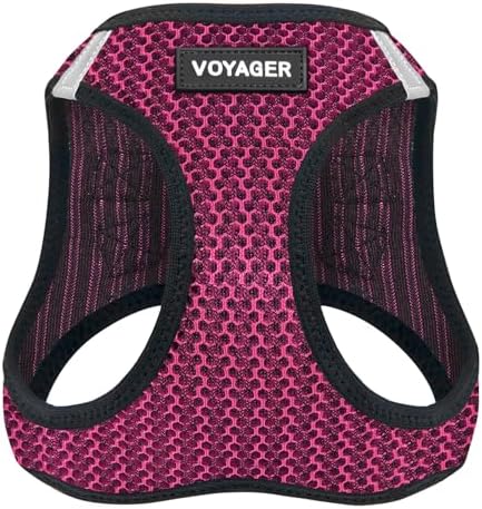 Voyager Step-in Air Dog Harness - All Weather Mesh, Reflective, No Pull Harness for Small, Medium Dogs, Cats - Secure with Hook & Loop Fastener, Buckle, Double D-Rings - Fuchsia 2-Tone, XS