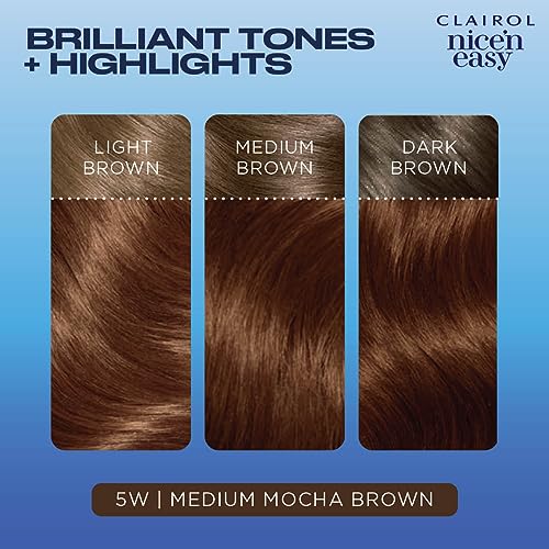 Clairol Nice'n Easy Permanent Hair Dye, 5W Medium Mocha Brown Hair Color, Pack of 3