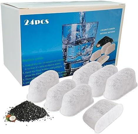 Replacement Charcoal Water Filters for Cuisinart Coffee Machines 24 Pack by Molgoc.