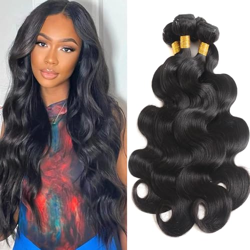 12A Brazilian Body Wave Human Hair 4 Bundles 18 20 22 24Inch 100% Unprocessed Brazilian Virgin Human Hair Weave Bundles Body Wave Hair Extensions Natural Color
