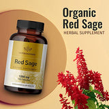 HERBAMAMA Red Sage Capsules - Organic Dan Shen Root Powder Supplement - Salvia Miltiorrhiza Pills - 1200mg, 100 Vegetarian Caps
