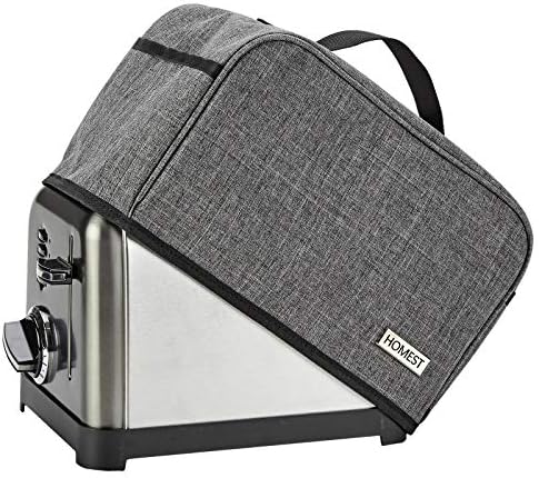 HOMEST Toaster Cover with Pockets Compatible with Cuisinart 2 Slice, Can Hold Jam Spreader Knife & Toast Machine Tongs, Dust and Fingerprint Protection, Grey