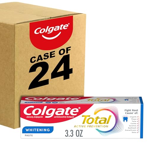 Colgate Total Whitening Toothpaste, Freshens Breath, Whitens Teeth and Provides Sensitivity Relief, Mint Flavor, 24 Pack