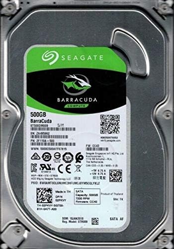 Seagate Barracuda ST500DM009 500 GB Hard Drive - SATA (SATA/600) - 3.5" Drive - Internal - 7200rpm - 32 MB Buffer-RoHS Compliance (Renewed)