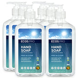 ECOS PRO Hand Soap | Hypoallergenic | Unscented | Readily Biodegradable Formula | With Vitamin E & Antioxidants | Made In The USA | Free & Clear 17 Fl Oz (Pack of 6)