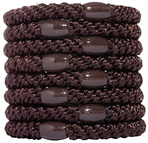 L. Erickson Grab & Go Pony Hair Ties - Espresso Brown - 8 Pack Grab and Go Ponytail Holders - Hair Ties No Damage - Brunette Dark Color Hair Bands Hair Accessories for Women