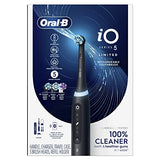 Oral-B iO Deep Clean + Whiten Rechargeable Electric Toothbrush with Visible Pressure Sensor, 2 Minute Timer, 5 Cleaning Settings, 1 iO5 Limited, 3 Toothbrush Heads, Travel Case & Refill Holder, Black