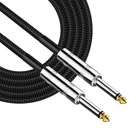 Guitar Cable 10ft, Professional Instrument Cable Straight to Straight Bass AMP Cord with 1/4" Plug and Braided Jacket Design for Electric Guitar, Bass Guitar, Electric Mandolin, Black