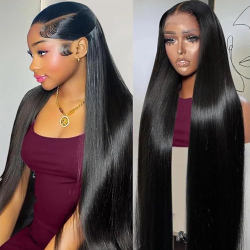 Lemoda 13x6 Lace Front Wigs Human Hair Straight Lace Front Wigs Human Hair HD Transparent Lace Wig Pre Plucked 14A Virgin Human Hair Wigs for Women 22 Inch
