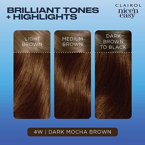 Clairol Nice'n Easy Permanent Hair Dye, 4W Dark Mocha Brown Hair Color, Pack of 3