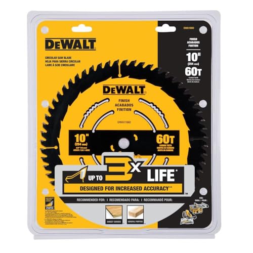 DEWALT Table Saw Blade, 10 in, 60 Tooth, Fine Finish, Ultra Sharp Carbide (DWA11060)