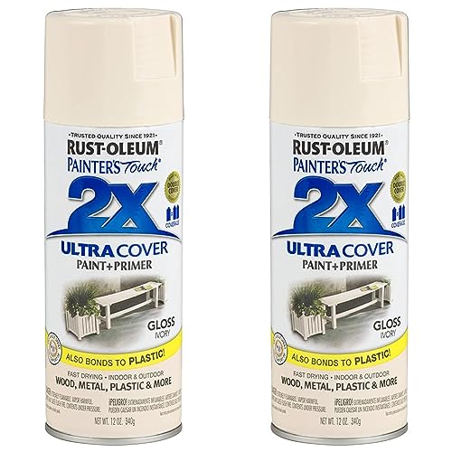 Rust-Oleum 249110 Painter's Touch 2X Ultra Cover Spray Paint, 12 oz, Gloss Ivory (Pack of 2)