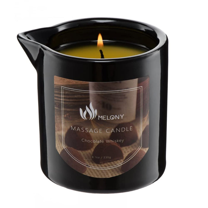 MELONY Massage Oil Candle | Great for Calming, Soothing and to Relax | with Natural Soy Wax | 8.1oz (Chocolate Whiskey)