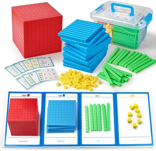 Base Ten Blocks Plastic 143 pcs Math Manipulatives Kindergarten Counting Cubes for Kids Math,Place Value Blocks for Early Counting Math Toy for 1st Grade