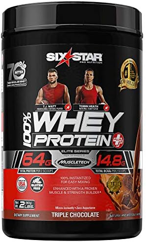 Whey Protein Powder | Six Star Whey Protein Plus | Whey Protein Isolate & Peptides | Lean Protein Powder for Muscle Gain | Muscle Builder for Men & Women | Chocolate, 2 lbs (Package May Vary)