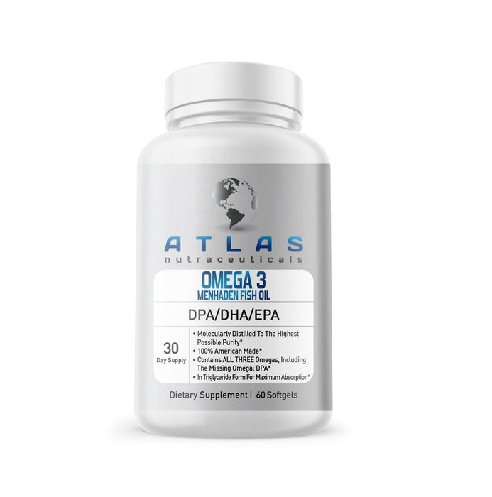Atlas Nutraceuticals-Atlantic Caught Menhaden Fish Oil-Omega 3-2400mg, Burpless, Made in The USA, DPA/DHA/EPA-60 Softgels (1)