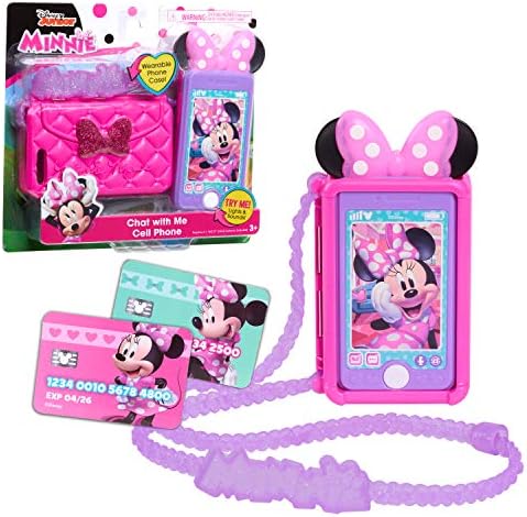 Disney Junior Minnie Mouse Chat with Me Pretend Play Cell Phone Set, Lights and Sounds, Officially Licensed Kids Toys for Ages 3 Up by Just Play