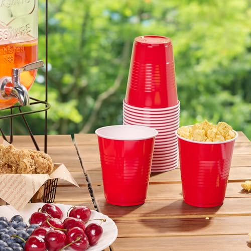 Lilymicky 240 Pack 12 oz Disposable Plastic Cups, Red Party Plastic Cups for Parties, Picnics and BBQ