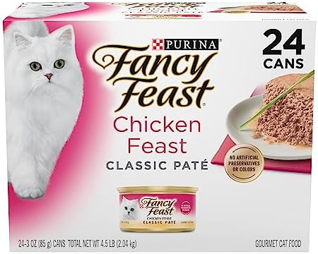 Fancy Feast Chicken Feast Classic Pate Collection Grain Free Wet Cat Food Multi-Pack - (Pack of 24) 3 oz. Pull-Top Cans