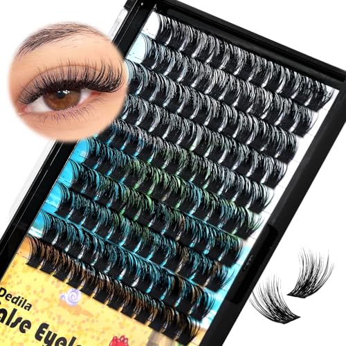 Dedila120Pcs 8-20mm Available Handmade D Curl Wide Stem Individual False Eyelashes Cluster Eyelash Extensions Dramatic Look Volume Eye Lashes Set Home DIY Lashes (18mm)