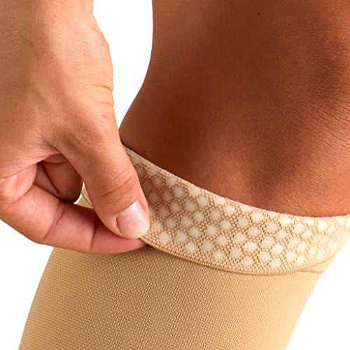 Truform Women's Compression Stockings, 20-30 mmHg, Thigh High Length, Open Toe, Opaque, Beige, Large