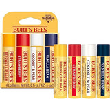 Burt's Bees Lip Balm Stocking Stuffers, Moisturizing Lip Care Christmas Gifts, Original Beeswax, Strawberry, Coconut & Pear, Vanilla Bean with Fruit Extracts, Natural Origin Lip Care (4-Pack)