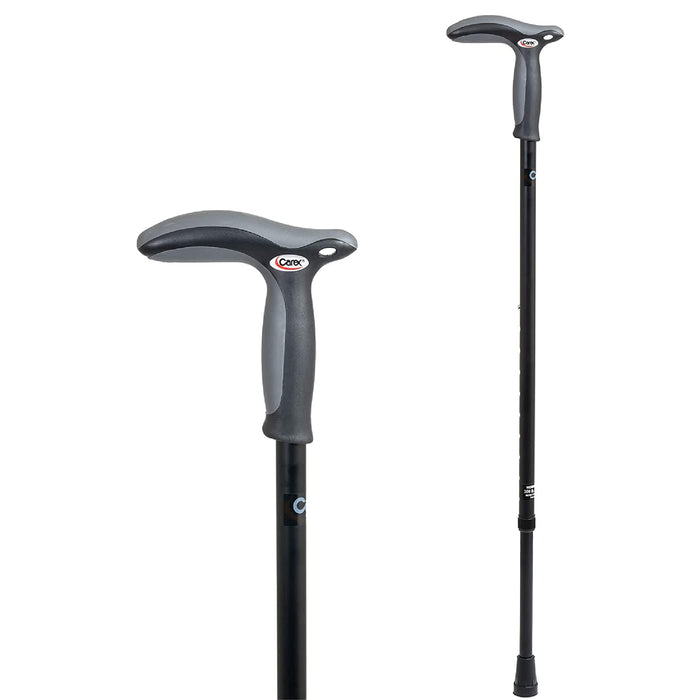 Carex Walking Cane and Hiking Cane - Height Adjustable Cane - Latex Free Soft Cushion Handle, Black Cane, Walking Cane for Women and Walking Cane for Men