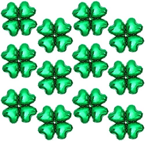 KatchOn, Pack of 12, St Patricks Day Balloons - 18 Inch, Shamrock Balloons | 4 leaf Clover Balloons for St Patricks Day Decorations | Lucky Balloons for Shamrock Decorations | St Patricks Balloons