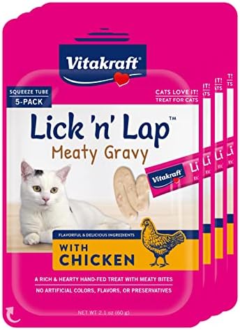 Vitakraft Lick 'n' Lap Meaty Gravy Cat Treat, Chicken, 20 Pack