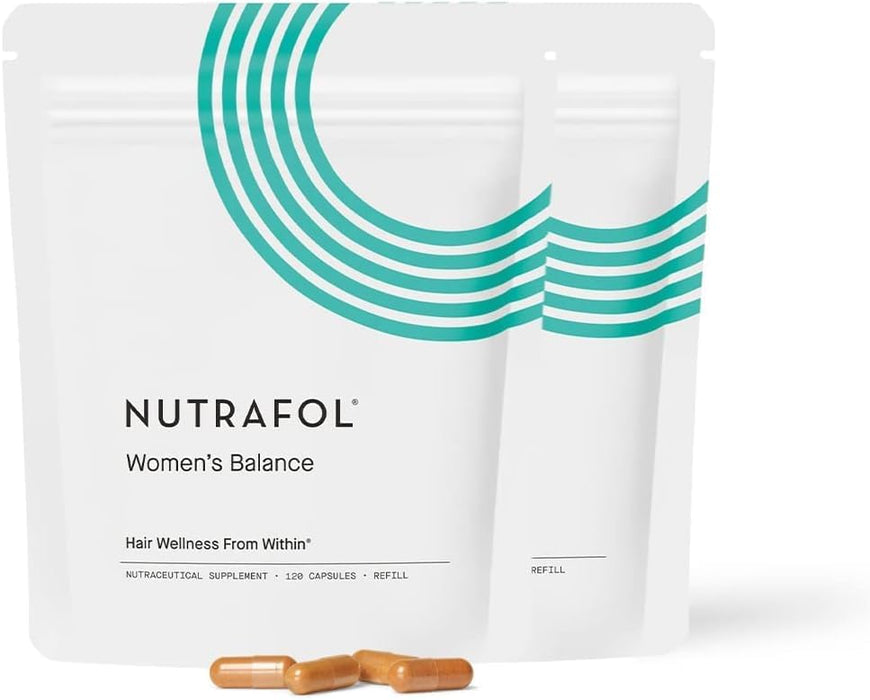 Nutrafol Women's Balance Hair Growth Supplements, For Ages 45+, Clinically Proven for Visibly Thicker Hair and Scalp Coverage, Dermatologist Recommended - 2 Month Supply, 2 Refill Pouches