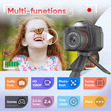 Seckton Upgrade Kids Selfie Camera, Christmas Birthday Gifts for Boys Girls Age 3-12, Children Digital Video Cameras with Flash, 2.4" Screen Portable Camera Toy 4 5 6 7 8 9 Year Old Boys Girls-Black